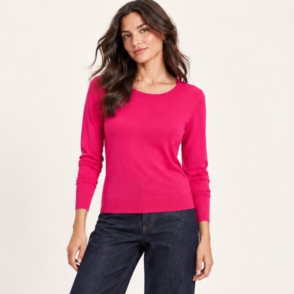 Banana Republic Womens Sweater M Pink Silk Cashmere Lightweight Knit
